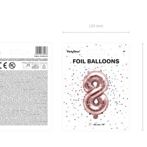 Foil Balloon Number ''8'', 35cm, rose gold