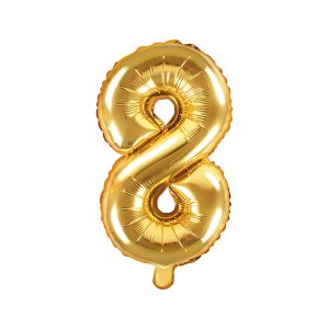 Foil Balloon Number ''8'', 35cm, gold