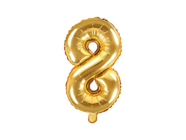 Foil Balloon Number ''8'', 35cm, gold