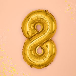 Foil Balloon Number ''8'', 35cm, gold