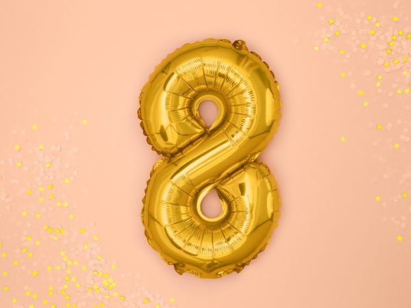 Foil Balloon Number ''8'', 35cm, gold