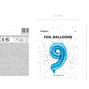 Foil Balloon Number ''9'', 35cm, blue