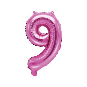 Foil Balloon Number ''9'', 35cm, dark pink