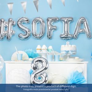 Foil Balloon Number ''9'', 35cm, silver