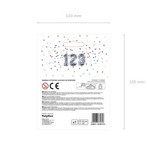 Foil Balloon Number ''9'', 35cm, silver