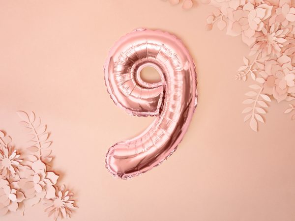 Foil Balloon Number ''9'', 35cm, rose gold