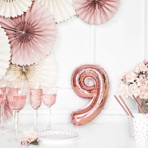 Foil Balloon Number ''9'', 35cm, rose gold