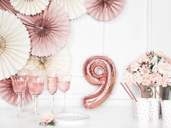 Foil Balloon Number ''9'', 35cm, rose gold
