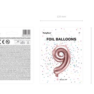 Foil Balloon Number ''9'', 35cm, rose gold