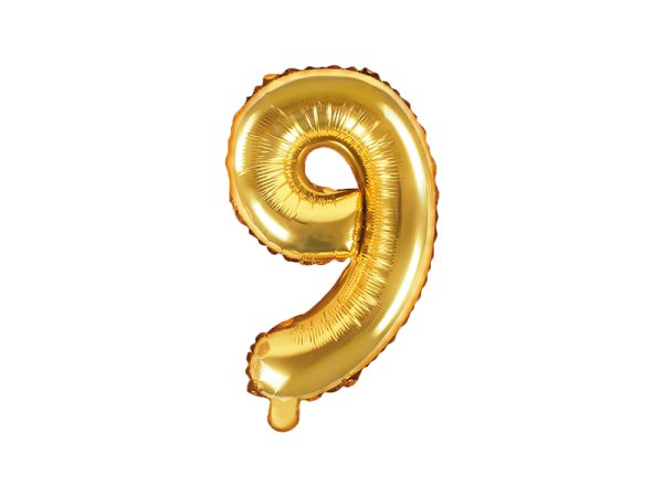 Foil Balloon Number ''9'', 35cm, gold