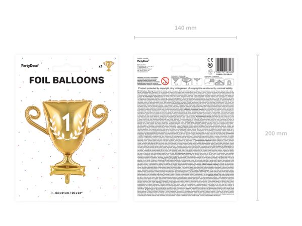 Foil balloon Cup, 64x61cm, gold