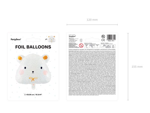 Foil balloon Polar bear, 51x45cm, mix