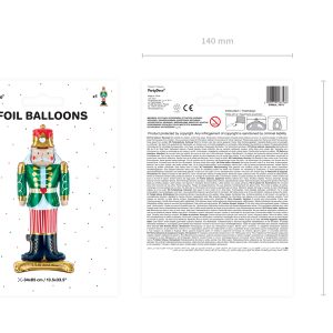 Standing foil balloon Nutcracker, 34x85cm, mix