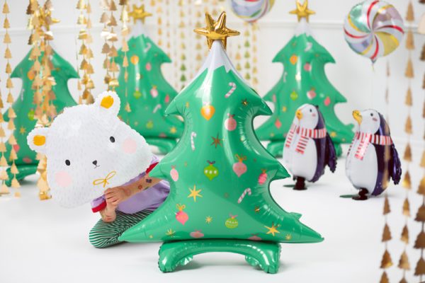 Standing foil balloon Christmas tree, 78x94cm, mix