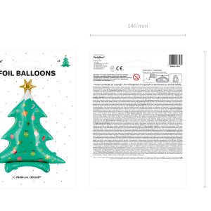 Standing foil balloon Christmas tree, 78x94cm, mix