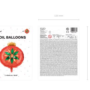 Foil balloon Christmas Bauble, 45x45cm, mix