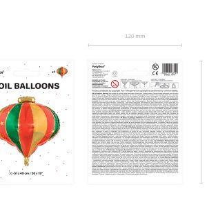 Foil balloon Christmas Bauble, 51x49cm, mix