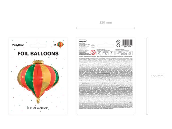 Foil balloon Christmas Bauble, 51x49cm, mix