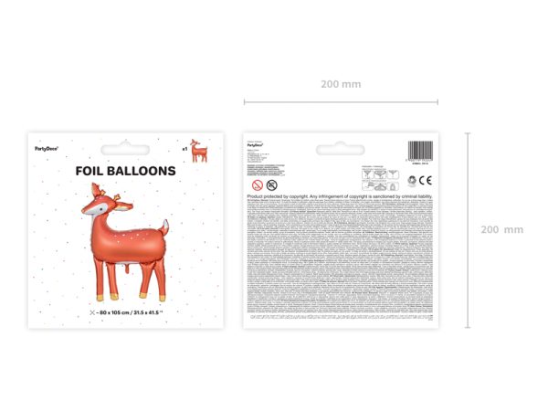Foil balloon Deer, 80x105cm, mix