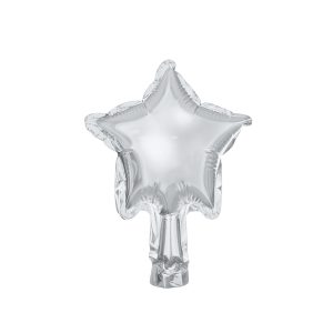 Foil balloons Stars, 12cm, silver (1 pkt / 25 pc.)