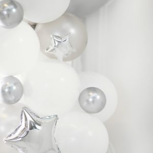 Foil balloons Stars, 12cm, silver (1 pkt / 25 pc.)