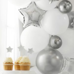 Foil balloons Stars, 12cm, silver (1 pkt / 25 pc.)