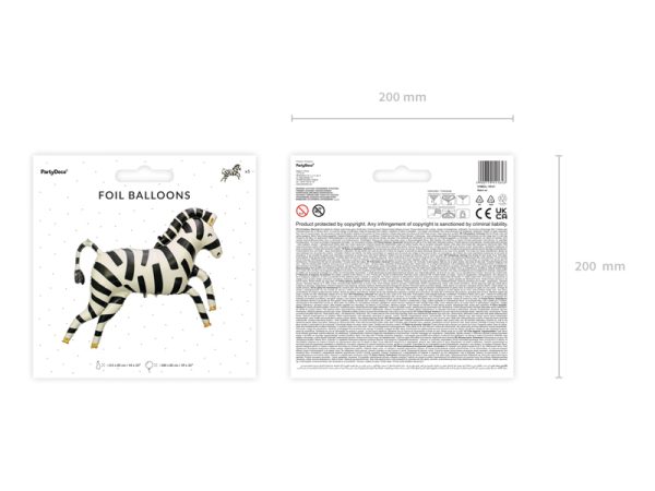 Foil balloons Zebra, 115x85 cm, mix