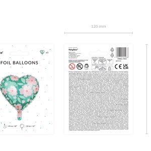Foil balloons Heart with flowers, 45 cm, mix