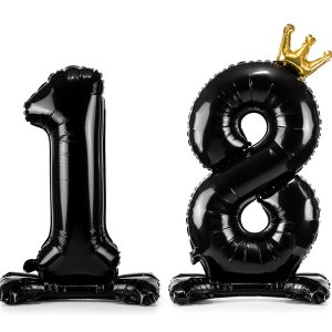 Standing foil balloon Number ''18'', 84 cm, black