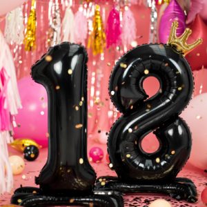 Standing foil balloon Number ''18'', 84 cm, black