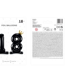Standing foil balloon Number ''18'', 84 cm, black