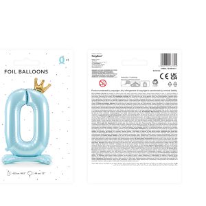 Standing foil balloon Number ''0'' , 84 cm,  sky-blue