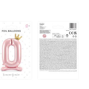 Standing foil balloon Number ''0'' , 84 cm,  light pink