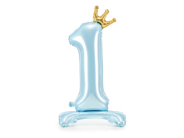 Standing foil balloon Number '' 1 '' , 84 cm,  sky-blue