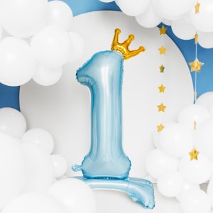 Standing foil balloon Number '' 1 '' , 84 cm,  sky-blue