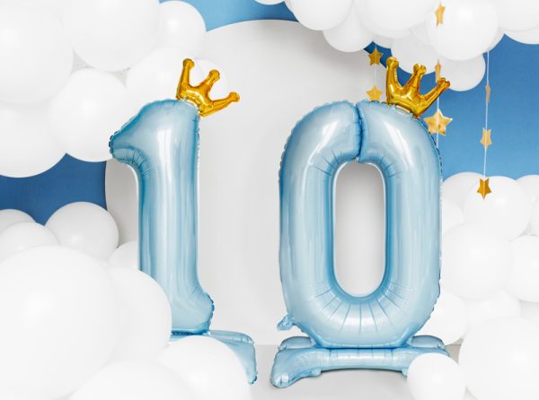 Standing foil balloon Number '' 1 '' , 84 cm,  sky-blue