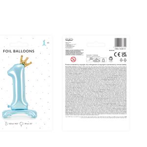 Standing foil balloon Number '' 1 '' , 84 cm,  sky-blue