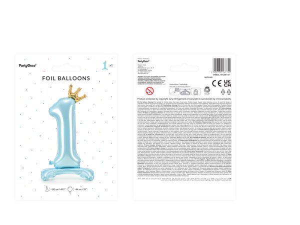 Standing foil balloon Number '' 1 '' , 84 cm,  sky-blue