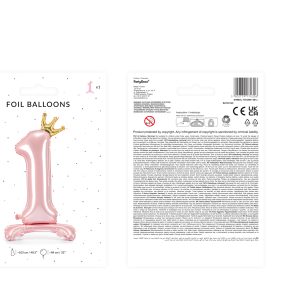 Standing foil balloon Number ''1'' , 84 cm,  light pink