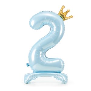 Standing foil balloon Number ''2'' , 84 cm,  sky-blue