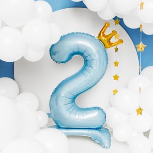 Standing foil balloon Number ''2'' , 84 cm,  sky-blue