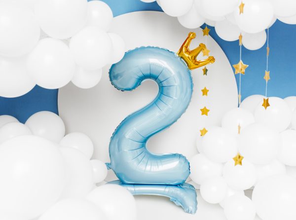 Standing foil balloon Number ''2'' , 84 cm,  sky-blue