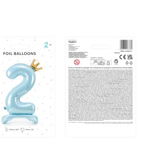 Standing foil balloon Number ''2'' , 84 cm,  sky-blue