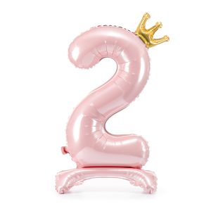 Standing foil balloon Number ''2'' , 84 cm,  light pink