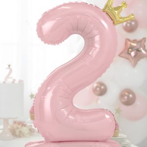 Standing foil balloon Number ''2'' , 84 cm,  light pink