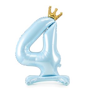 Standing foil balloon Number ''4'' , 84 cm,  sky-blue