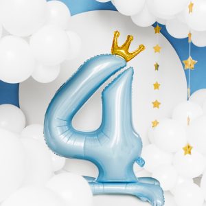 Standing foil balloon Number ''4'' , 84 cm,  sky-blue