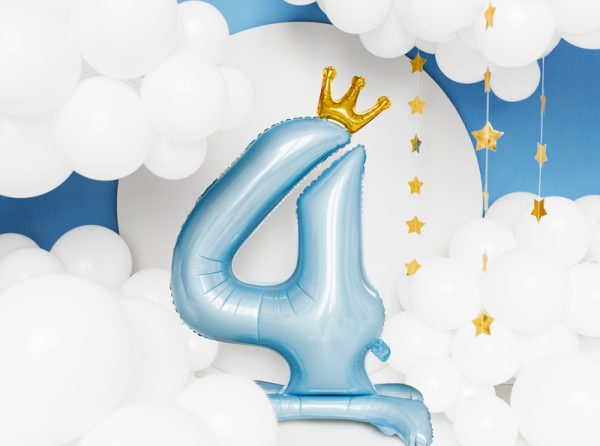 Standing foil balloon Number ''4'' , 84 cm,  sky-blue