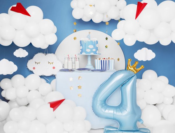 Standing foil balloon Number ''4'' , 84 cm,  sky-blue