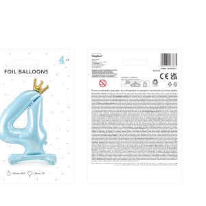 Standing foil balloon Number ''4'' , 84 cm,  sky-blue